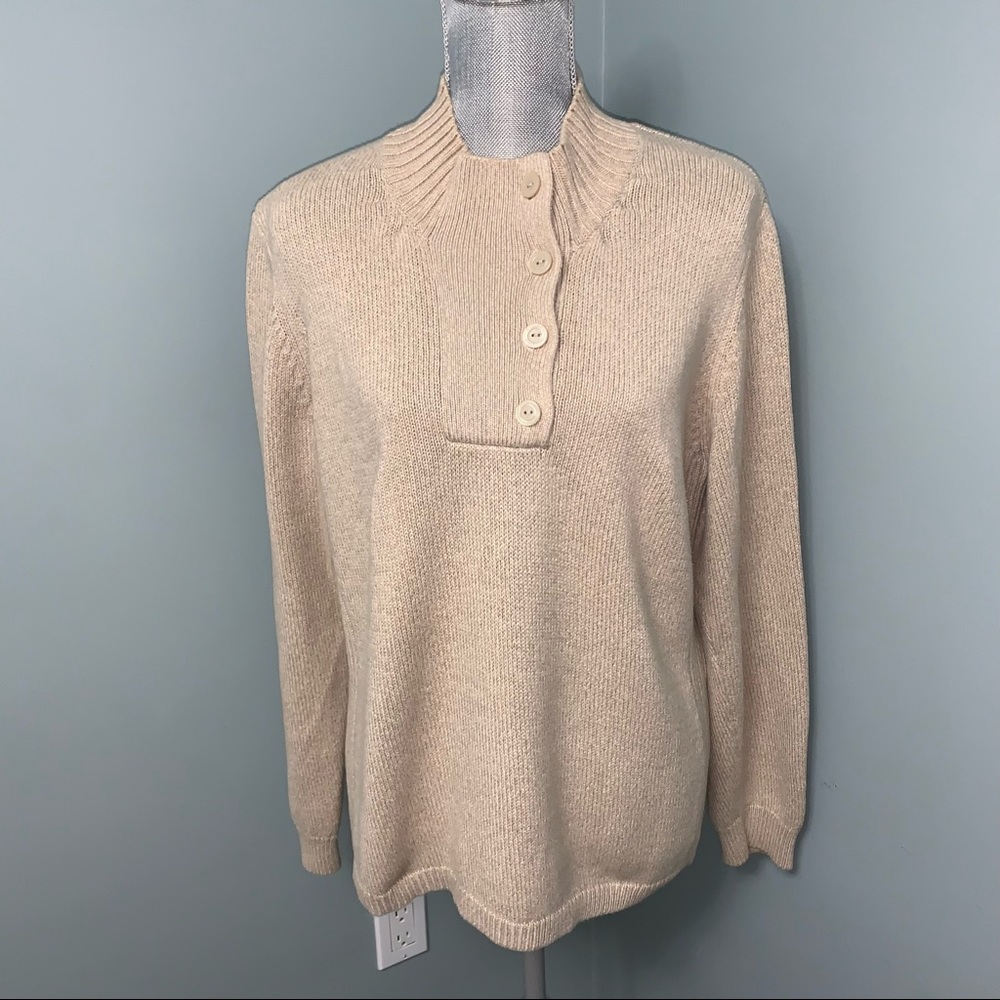 WOOLRICH Knit Sweater size large 100% cotton long sleeve neutral minimalist